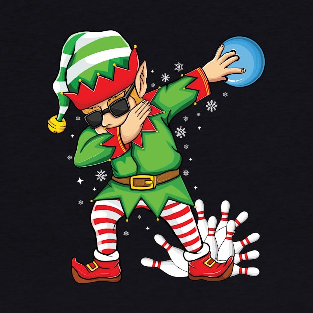 Xmas Dabbing Elf Bowling ball and pins Christmas bowling by UNXart